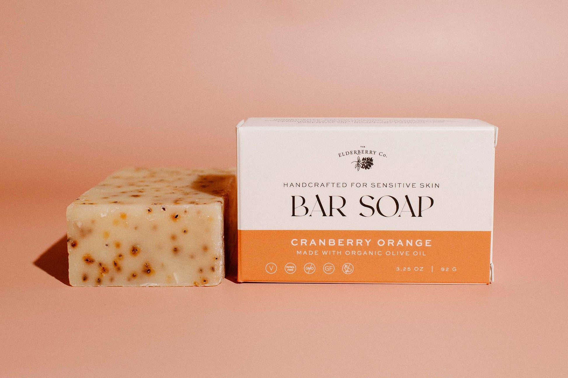 Cranberry Orange Bar Soap made with olive oil and other natural ingredients. Free of artificial ingredients and handcrafted for sensitive skin.