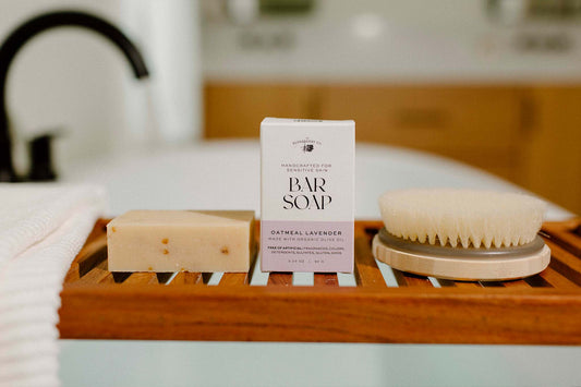 Oatmeal Lavender Bar Soap made with Organic Olive Oil, handcrafted for sensitive skin