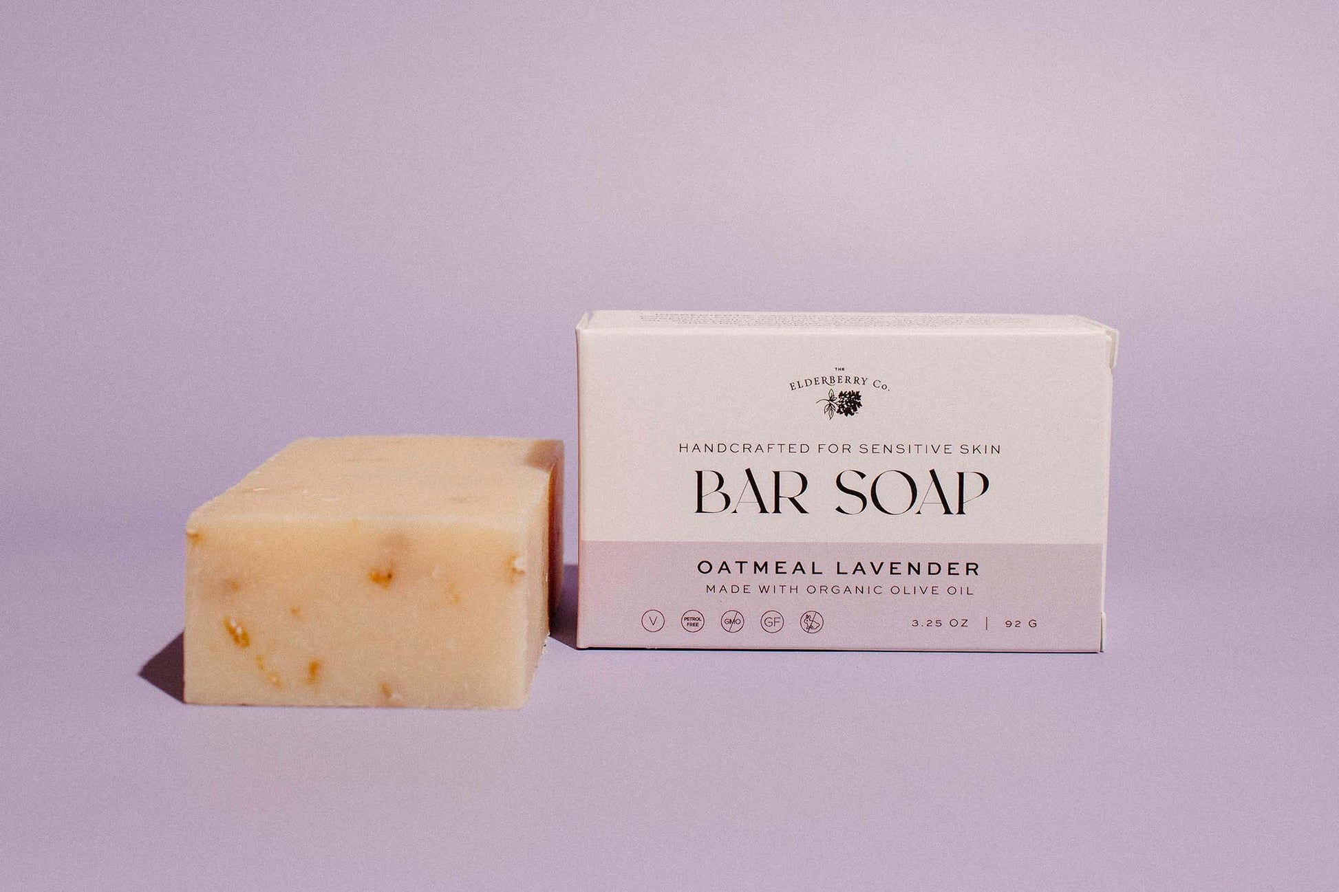 Oatmeal Lavender Bar Soap made with Organic Olive Oil, handcrafted for sensitive skin