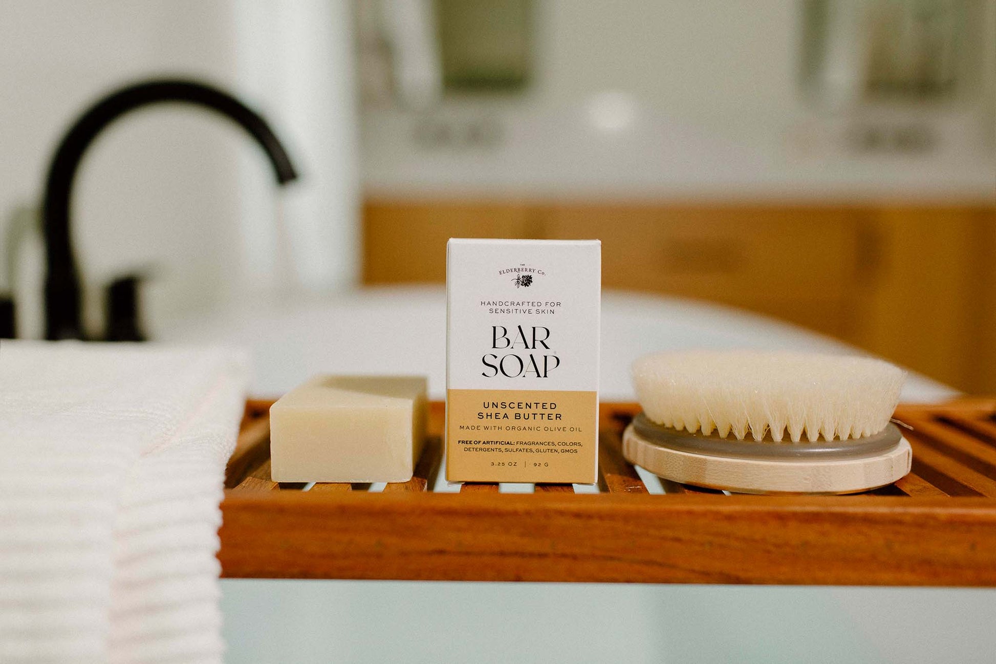 Unscented Shea Butter Bar Soap made with Organic Olive Oil, Free of artificial fragrances, colors, detergents, sulfates, gluten, GMOs