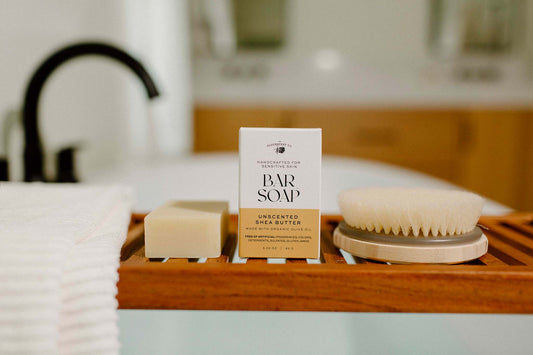 Unscented Shea Butter Bar Soap made with Organic Olive Oil, Free of artificial fragrances, colors, detergents, sulfates, gluten, GMOs