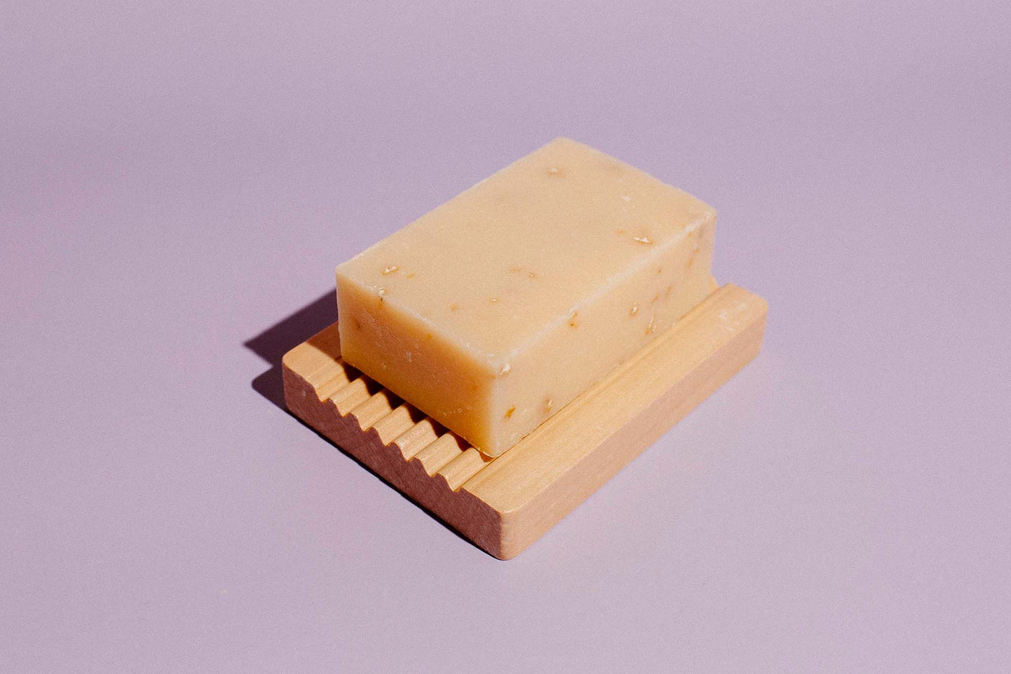 Bamboo Soap Dish with Oatmeal Lavender Soap