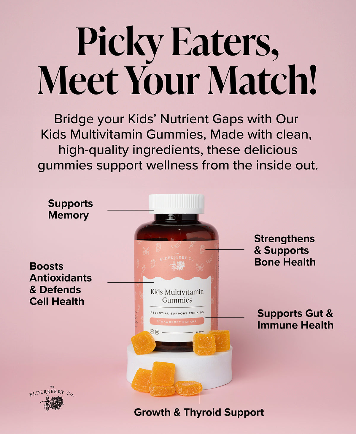 Kids Multivitamin Gummies with Vitamins A, B, E, K2 and Zinc