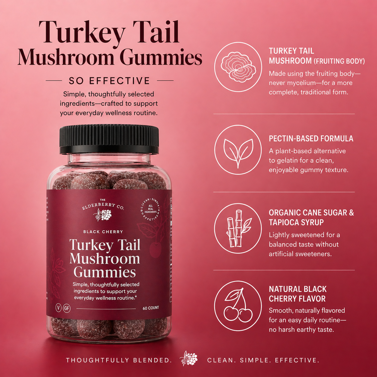 Turkey Tail Mushroom Gummies with Fruiting Body Mushroom Extract