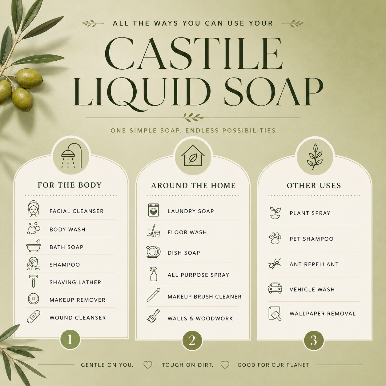 Castile Liquid Soap - Made with Organic Oils