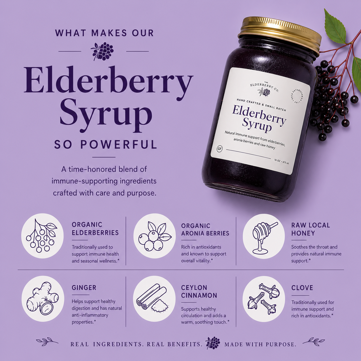Elderberry Syrup with Organic Elderberries & Aronia Berries