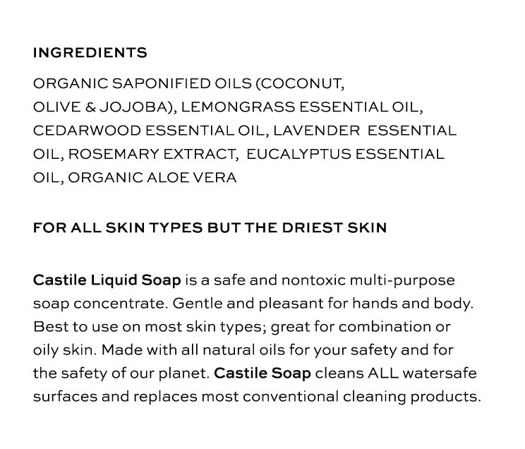 Castile Liquid Soap - Made with Organic Oils