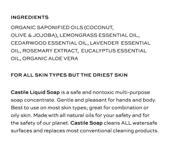 Castile Liquid Soap Made with Organic Oils The Elderberry Co.